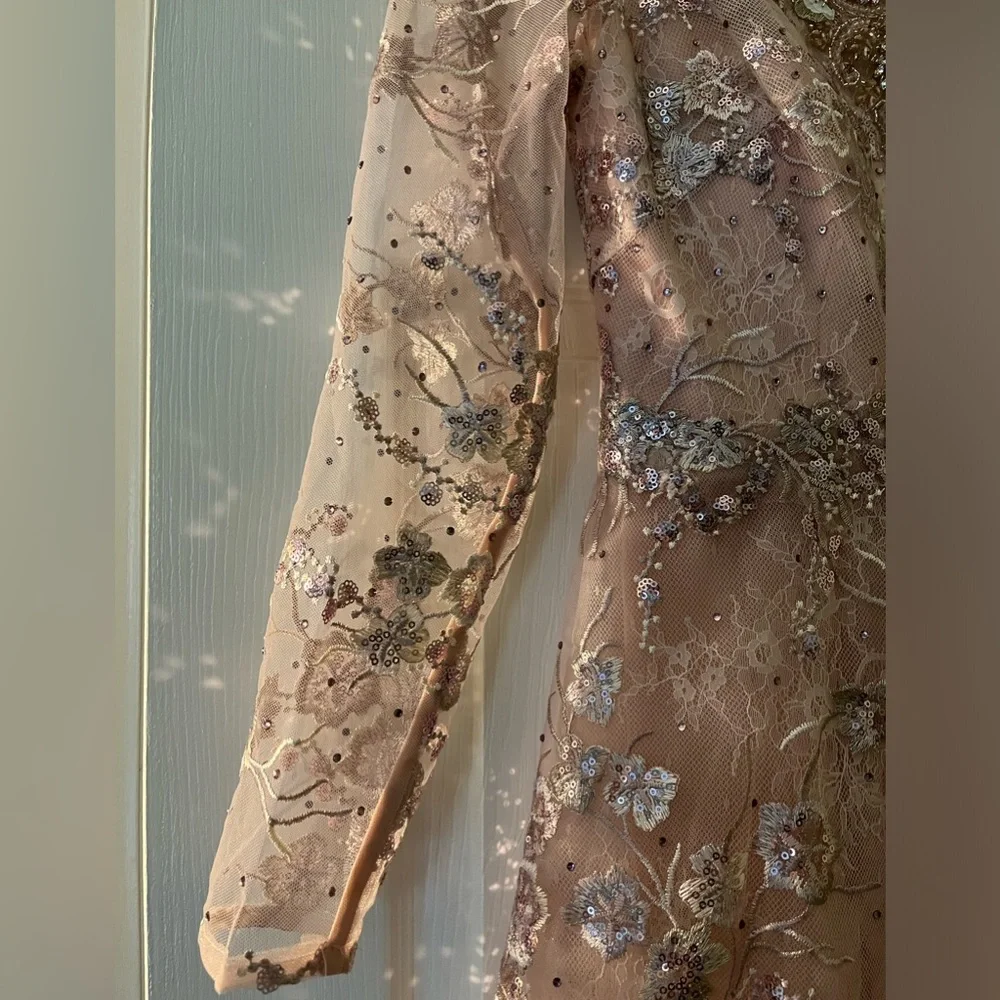 Mac Duggal NWT Rose LS Beaded Floral Dress size 4 #67501 - Picture 8 of 12